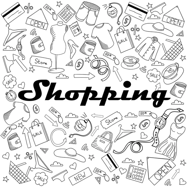 Shopping coloring book vector illustration — Stock Vector