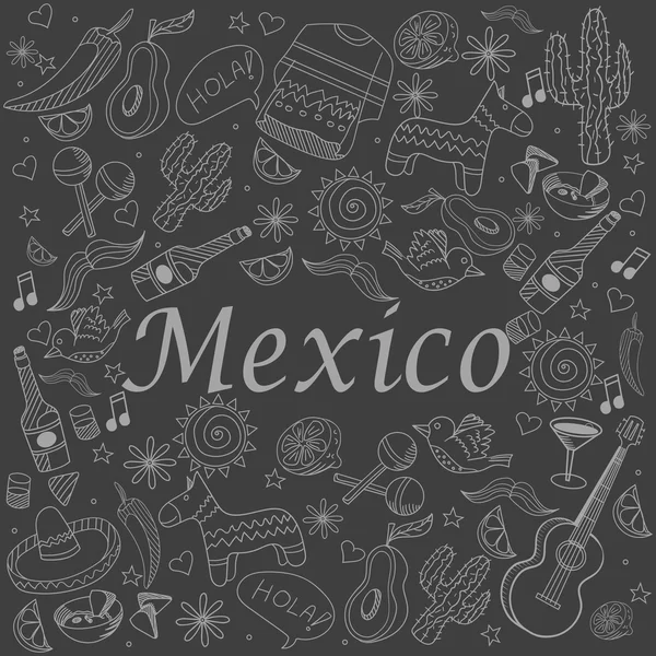 Mexico chalk vector illustration — Stock Vector