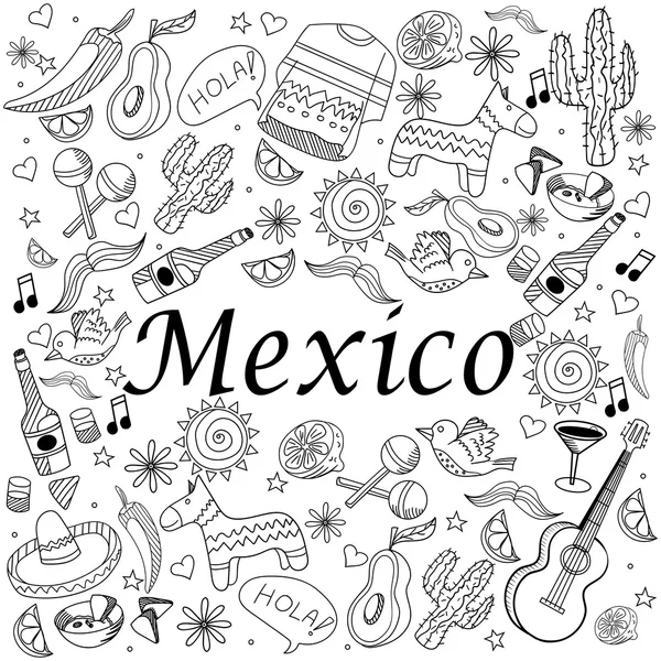 México libro para colorear vector ilustración — Vector de stock