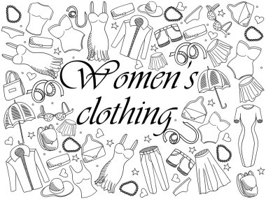 Kadın giyim boyama kitabı illüstrasyon vektör