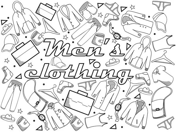Men clothing coloring book vector illustration — Stock Vector