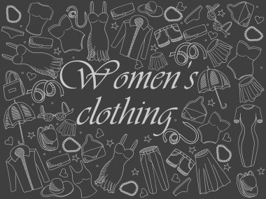 Kadın giyim tebeşir illüstrasyon vektör