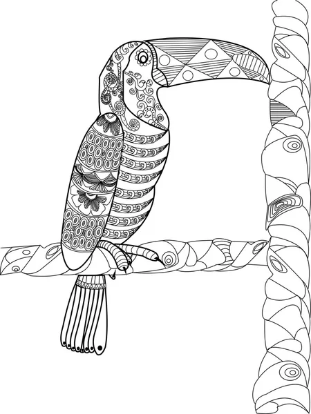 Toucan Coloring book vector para adultos — Archivo Imágenes Vectoriales