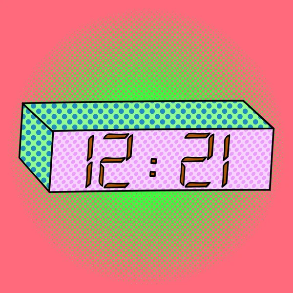 Reloj digital pop arte vector ilustración — Vector de stock