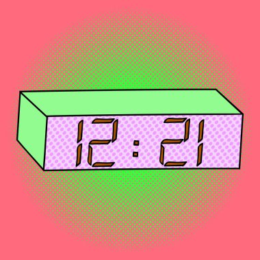 Dijital saat pop art vektör çizim