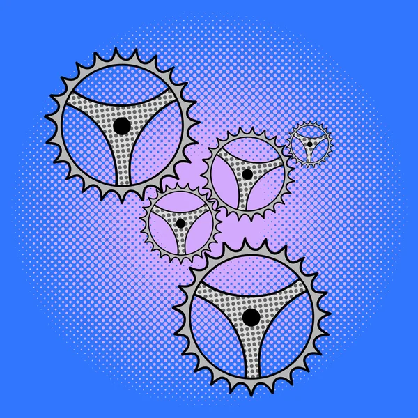 Getriebe Mechanismus Pop Art Vektor Illustration — Stockvektor