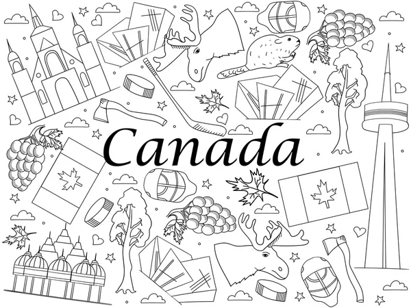 Canadá libro para colorear ilustración vector — Archivo Imágenes Vectoriales