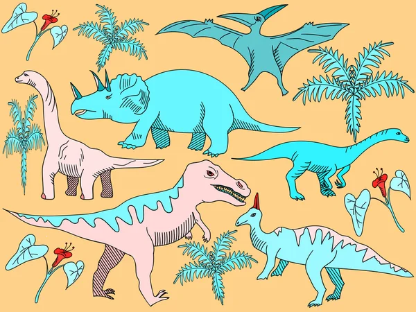 Ilustración de vectores de dinosaurios — Vector de stock