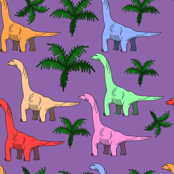 Illustrazione vettoriale senza soluzione di continuità Brontosaurus — Vettoriale Stock