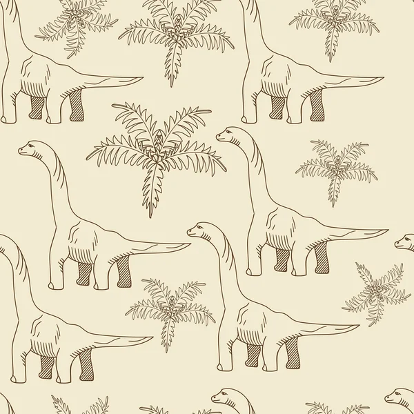 Illustrazione vettoriale retrò senza soluzione di continuità Brontosaurus — Vettoriale Stock