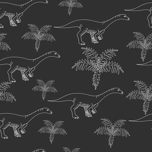 Lufengosaurus tiza sin costura vector ilustración — Vector de stock