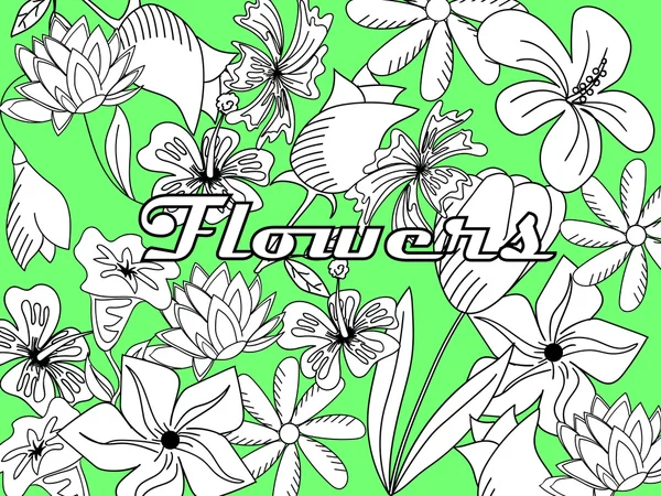 Flores colorir livro vetor ilustração — Vetor de Stock