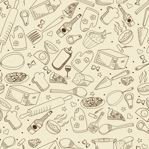 Illustration vectorielle rétro sans couture cuisine — Image vectorielle