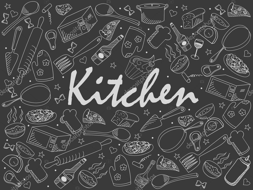 Kitchen chalk vector illustration Stock Vector Image by ©toricheks2016