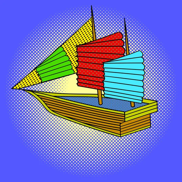 Sailing ship pop art vector illustration — Stock Vector