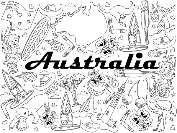 Austrália Colorir ilustração vetorial — Vetor de Stock