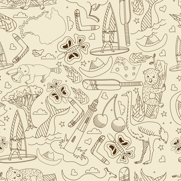 Безшовная ретро-векторная иллюстрация Австралии
