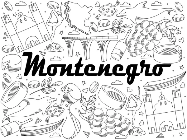 Montenegro colorir livro vetor ilustração —  Vetores de Stock