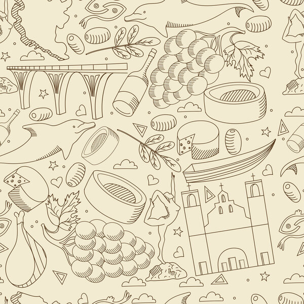 Бесшовная ретро-векторная иллюстрация Черногории
