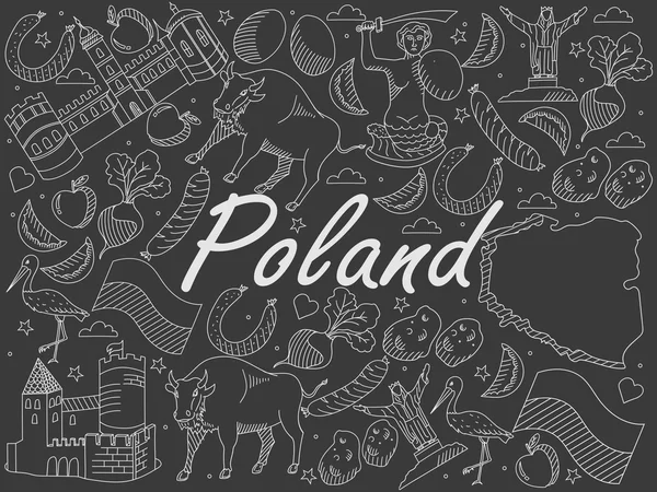 Pologne illustration vectorielle craie — Image vectorielle