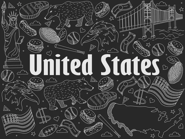 Estados Unidos tiza vector ilustración — Vector de stock