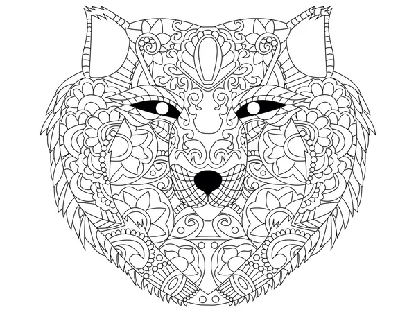 Wolf vecteur de coloration pour adultes — Image vectorielle