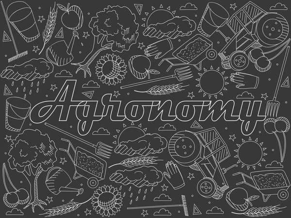 Agronomy chalk vector illustration — 스톡 벡터