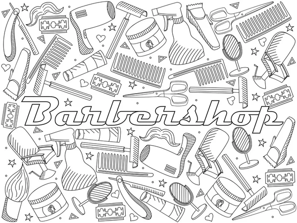 Barbershop coloring book vector illustration — Stock Vector