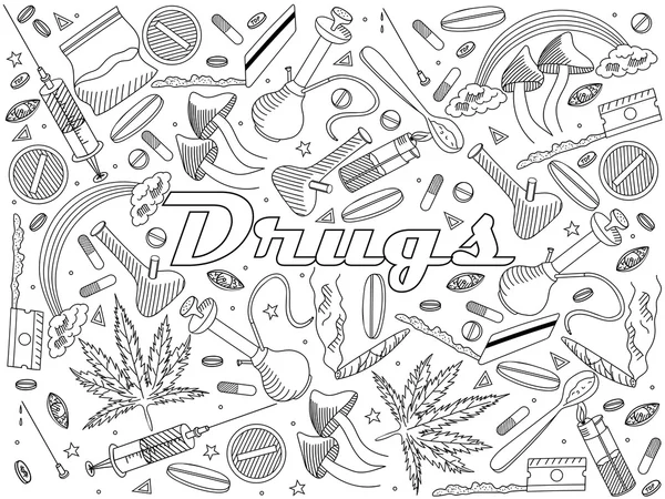 Drogas para colorear libro vector ilustración — Vector de stock