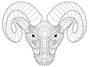 Head ram coloring vector for adults