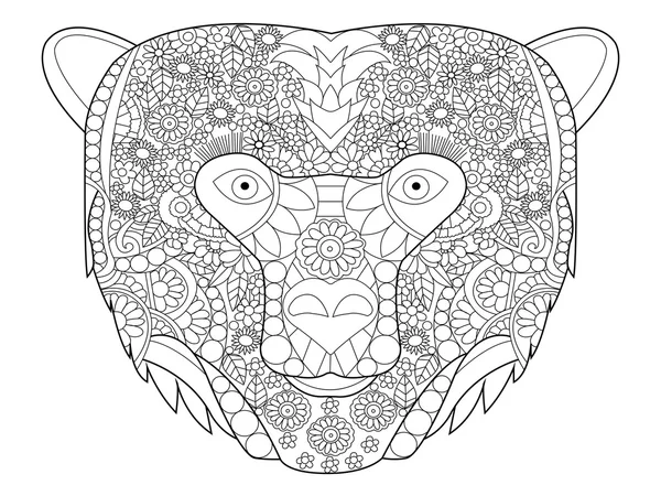 Oso cabeza para colorear vector para adultos — Vector de stock