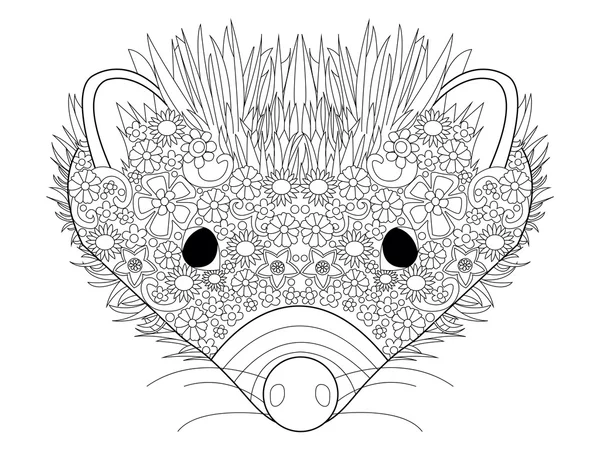 Hedgehog head coloring vector for adults — Stok Vektör