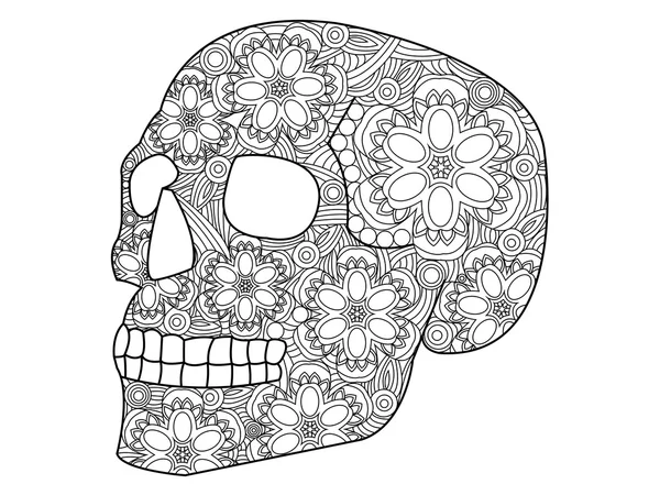 Skull coloring vector for adults — Stock Vector