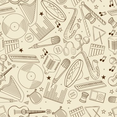 Music seamless retro vector illustration clipart