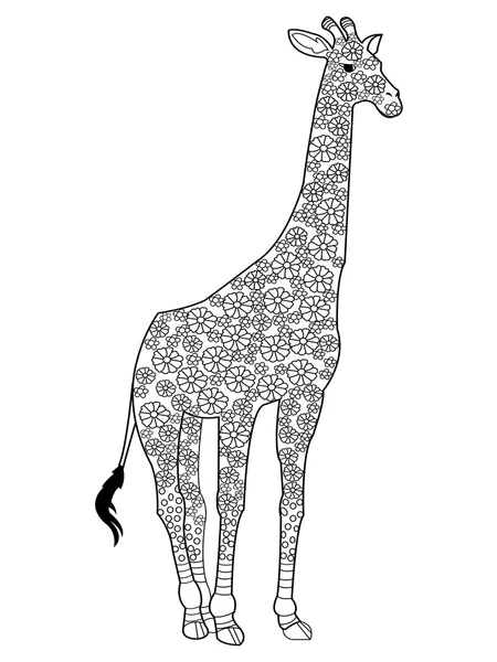 Giraffe kleurboek vector voor volwassenen — Stockvector