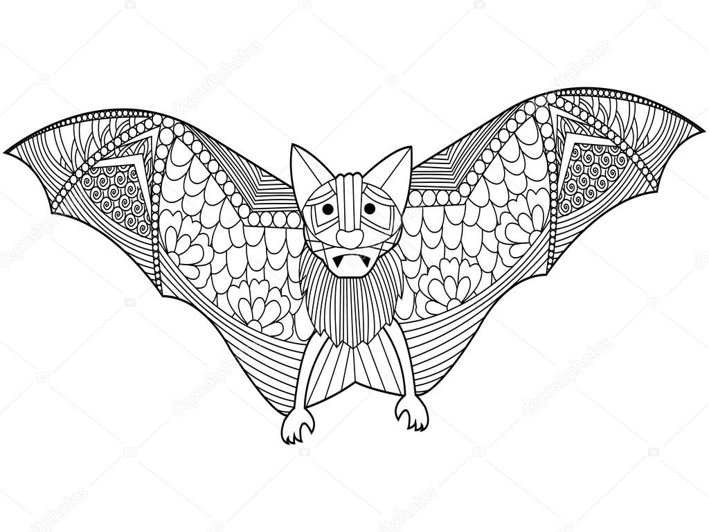Download Bat coloring book vector for adults — Stock Vector ...