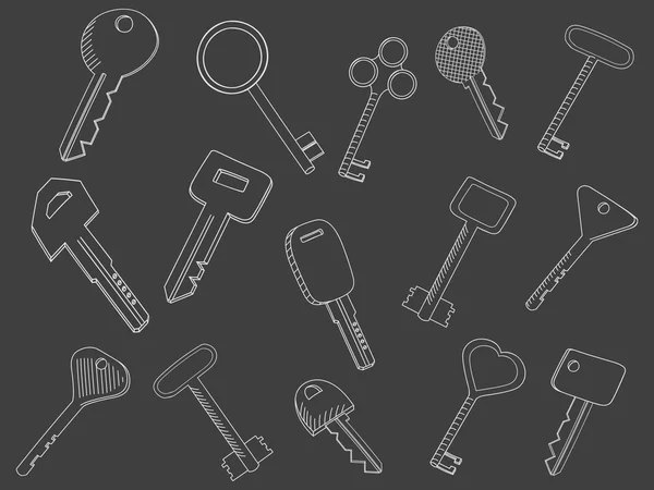 Keys set tiza vector ilustración — Vector de stock
