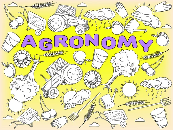 Agronomía para colorear libro vector ilustración — Archivo Imágenes Vectoriales