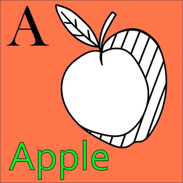 Brief A. Vector alfabet. Coloring boek apple — Stockvector