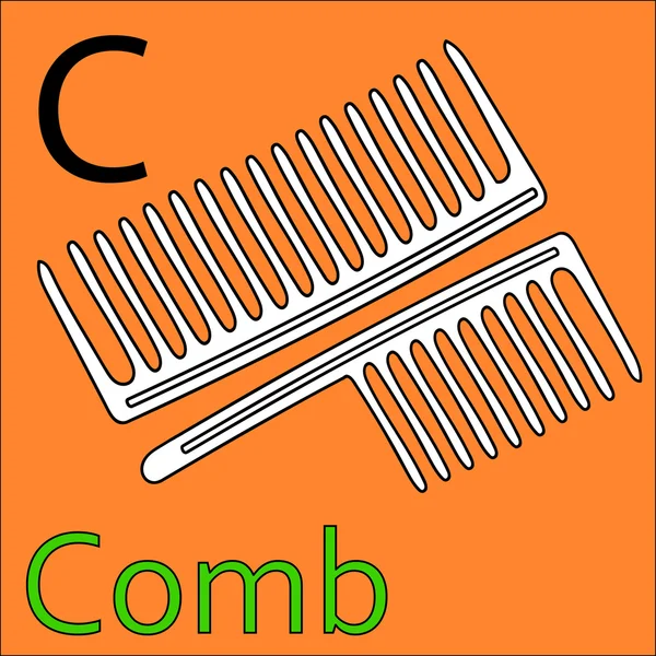 C letter. Vector alphabet. Coloring book comb — Stock Vector