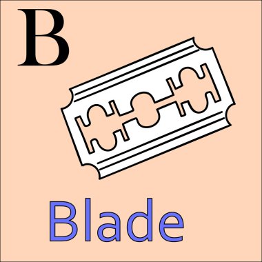 B harfi. Vektör alfabe. Boyama kitabı bıçak