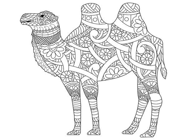 Camel libro para colorear vector para adultos — Archivo Imágenes Vectoriales