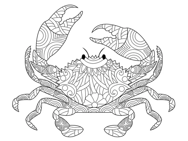 Livre de coloriage crabe vecteur pour adultes — Image vectorielle