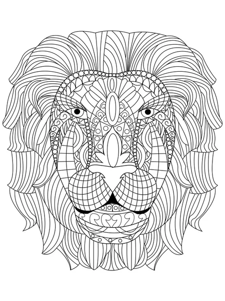 León cabeza para colorear vector para adultos — Archivo Imágenes Vectoriales