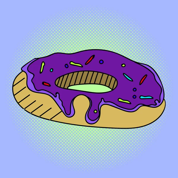 Donut popart vectorillustratie — Stockvector