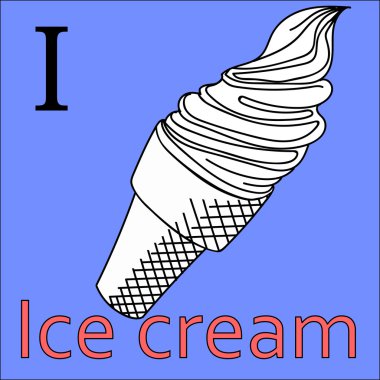 Ben mektubu. Vektör alfabe. Boyama dondurma