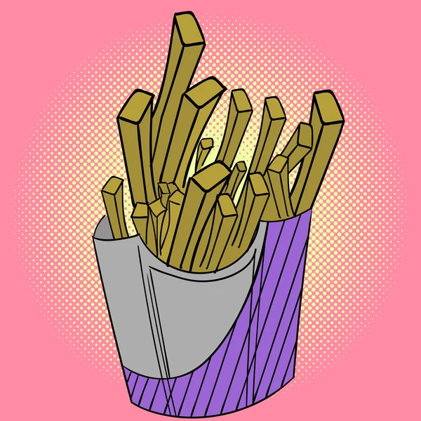 Pommes Pop Art Vektor Illustration — Stockvektor