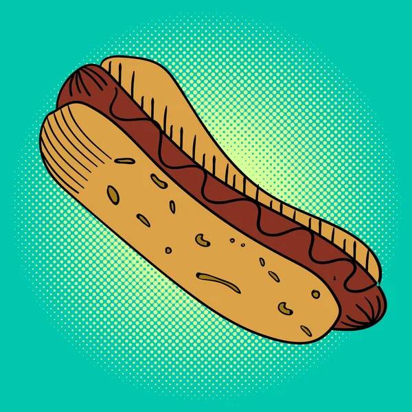 Hot dog popart vectorillustratie — Stockvector