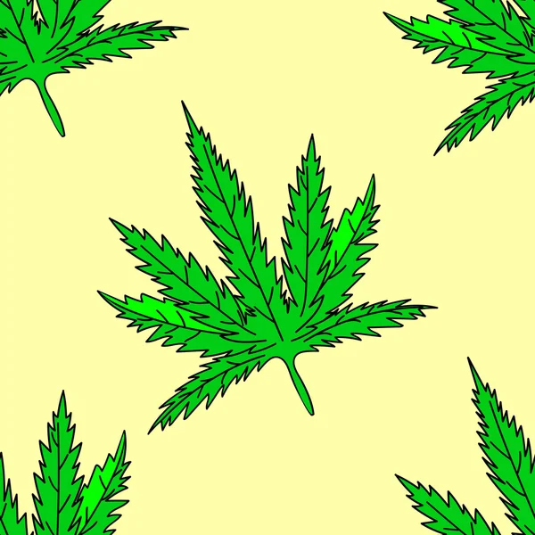 Hoja de cannabis Ilustración de vectores sin costura — Vector de stock