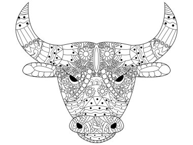 Baş boğa vektör için yetişkin renklendirme